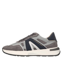 Sneakers in pelle e tessuto 