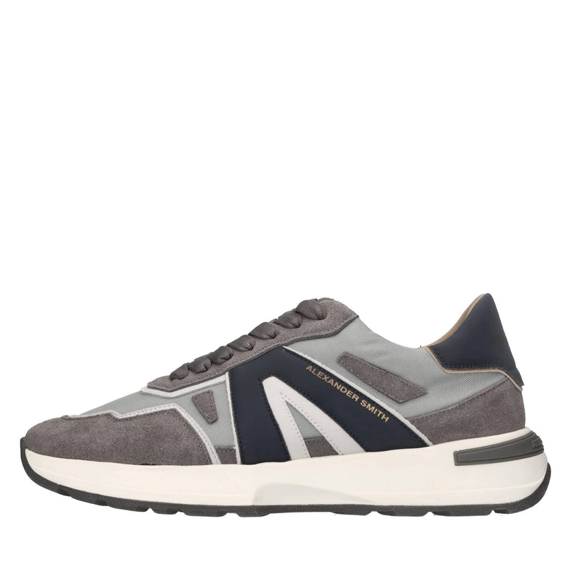Sneakers in pelle e tessuto 