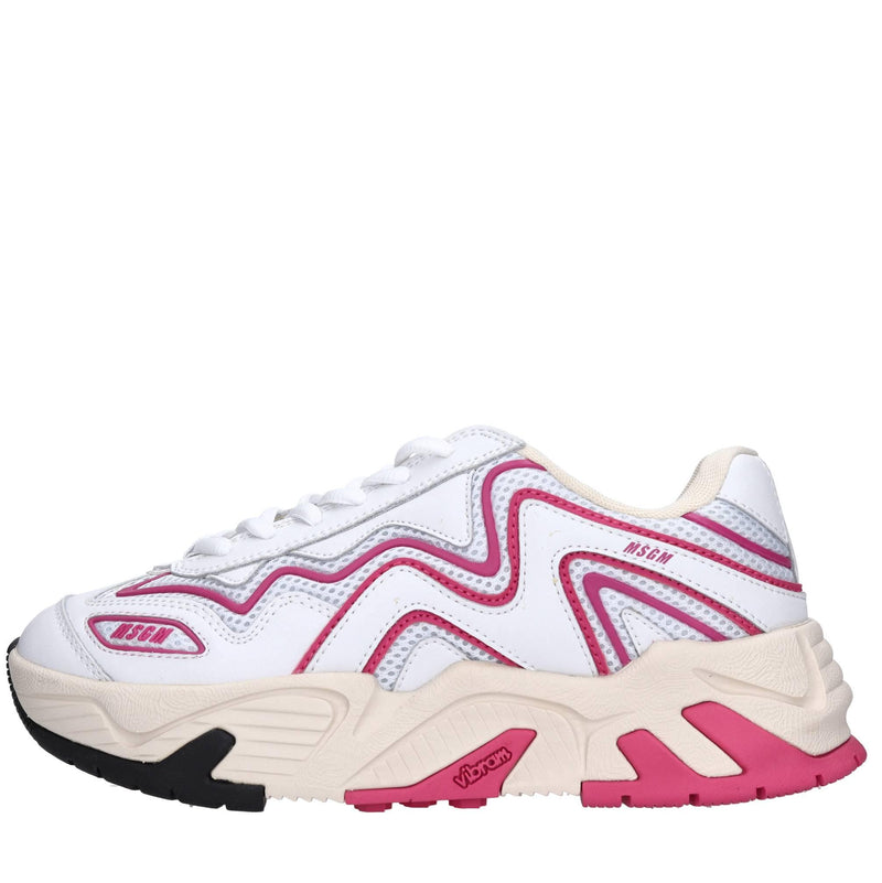 Sneakers in pelle e tessuto 