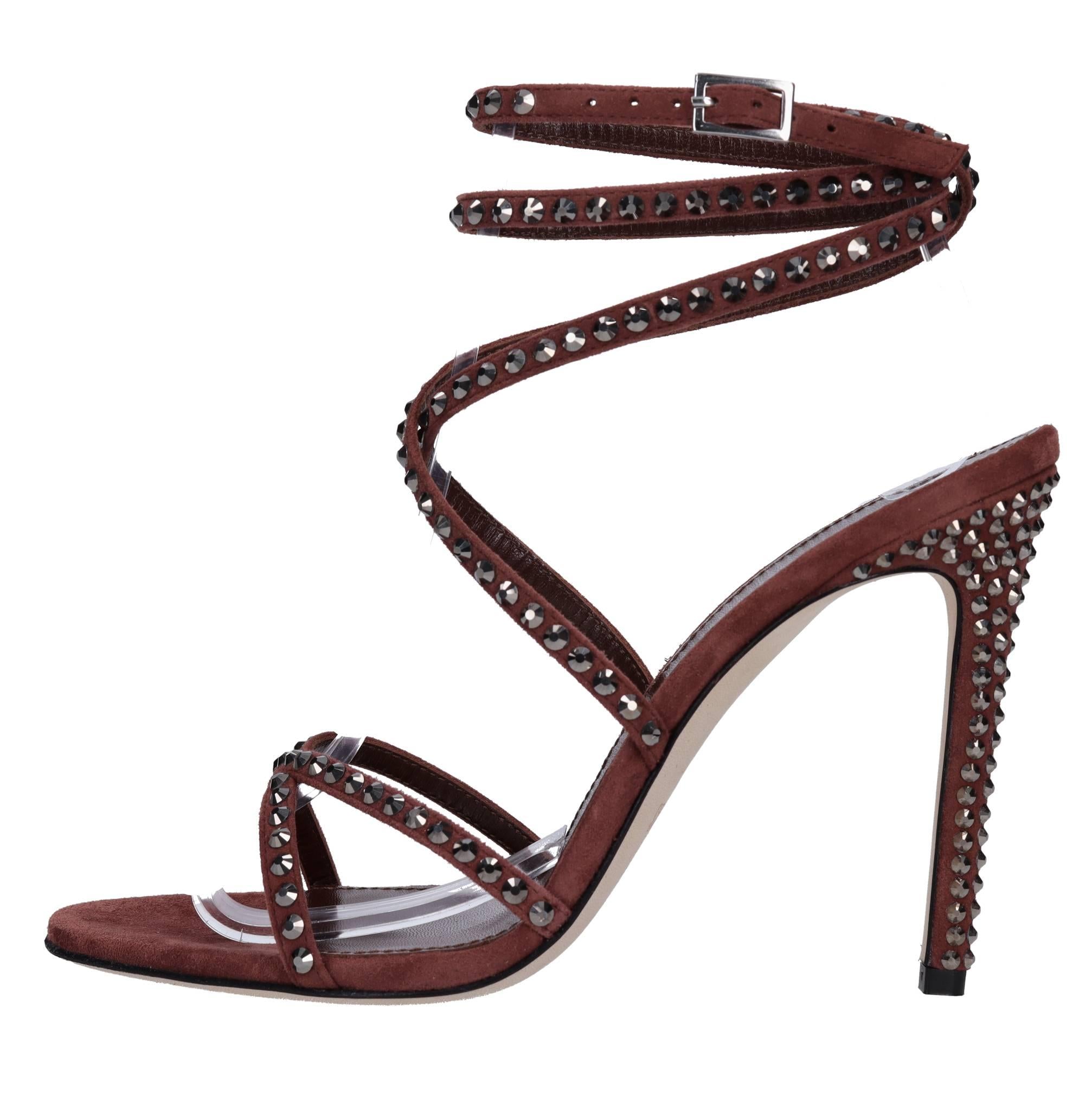 Sandali holly zoe in camoscio con strass 