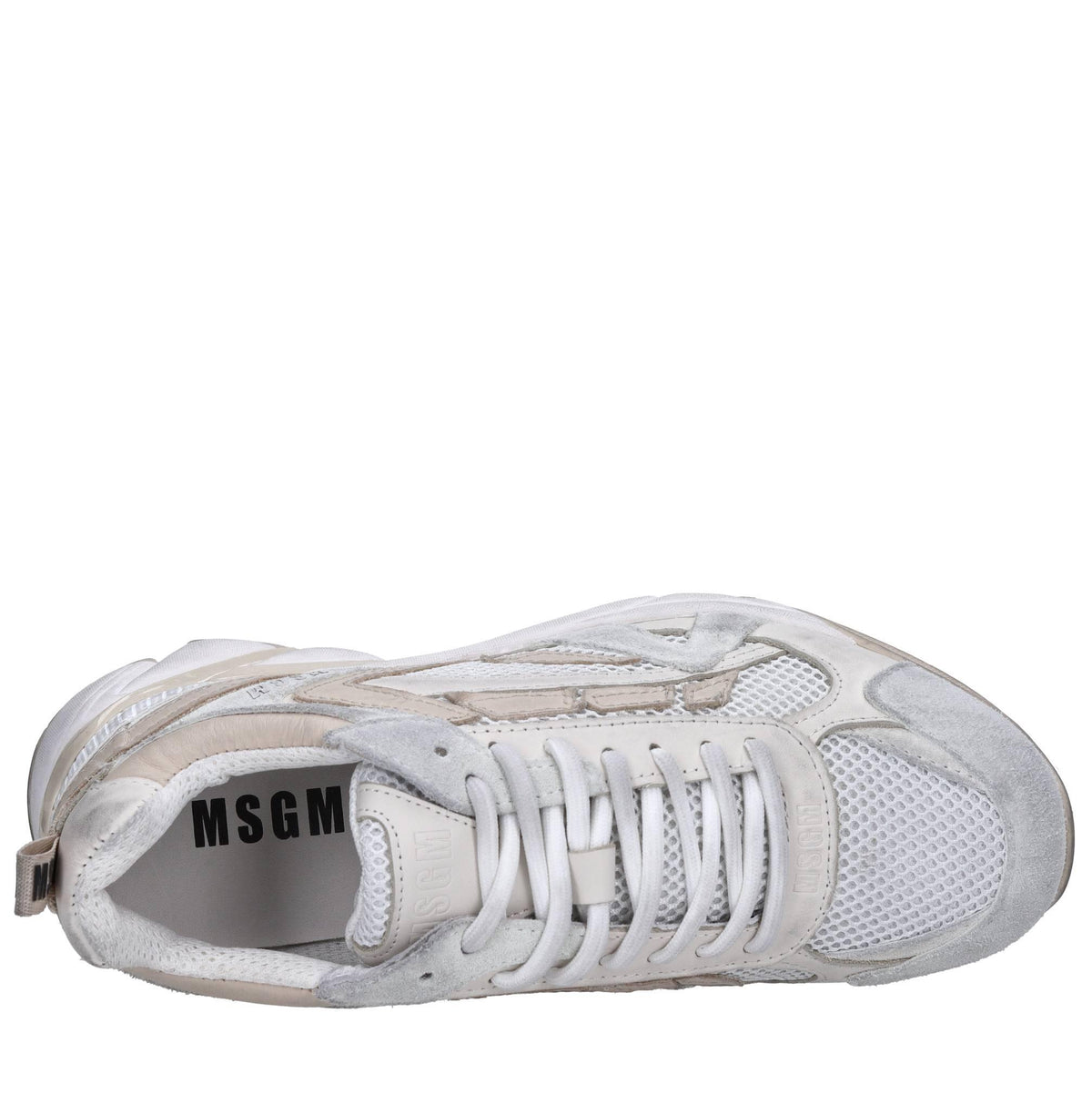 Sneakers in pelle e tessuto 