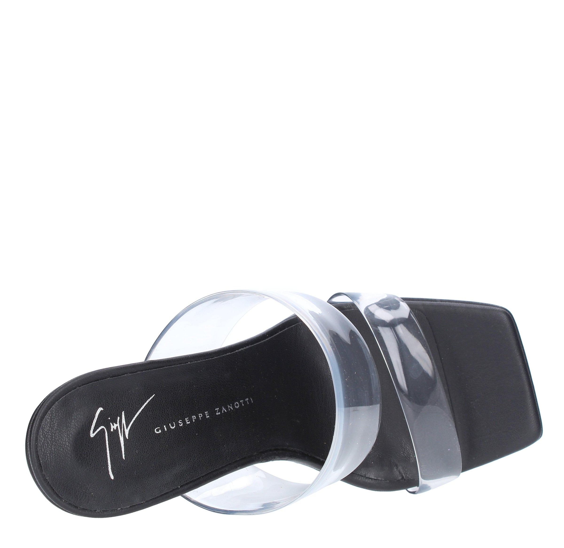 Sandali Mules Zeppa in pelle e plexi 