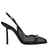 Sandali slingback modello VITTORIA in pelle e tessuto 