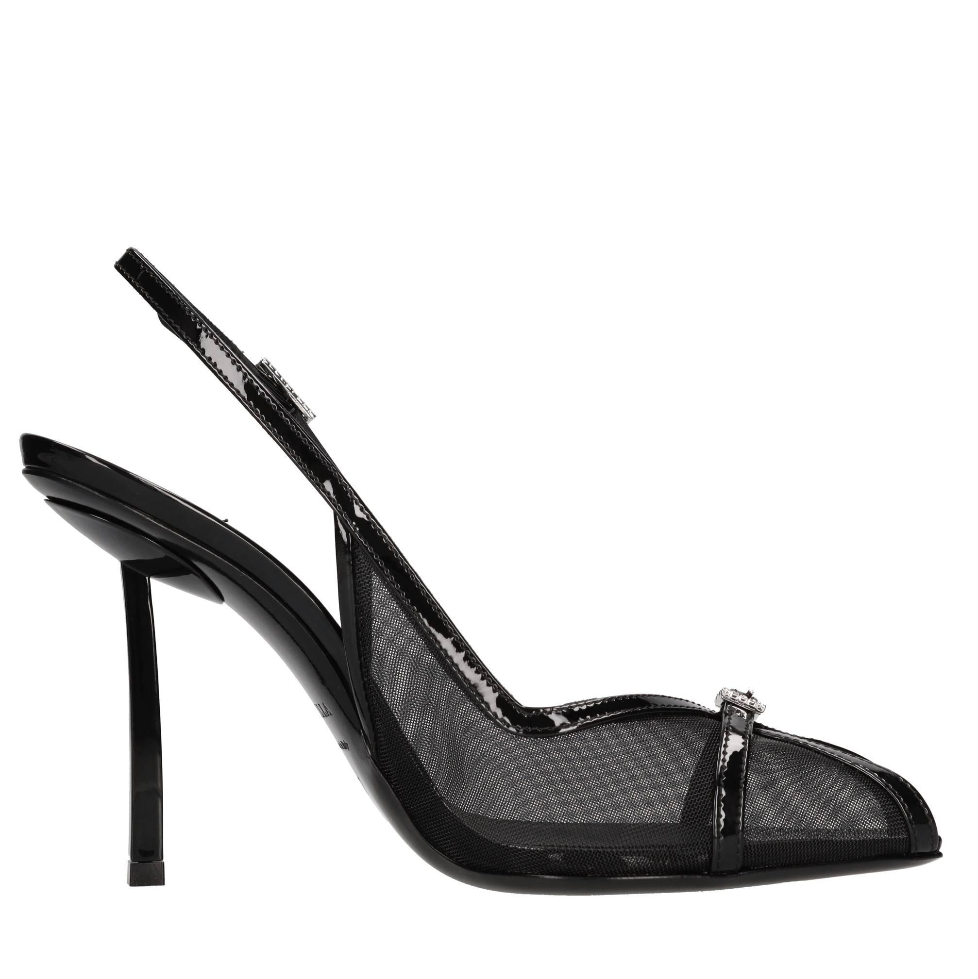 Sandali slingback modello VITTORIA in pelle e tessuto 