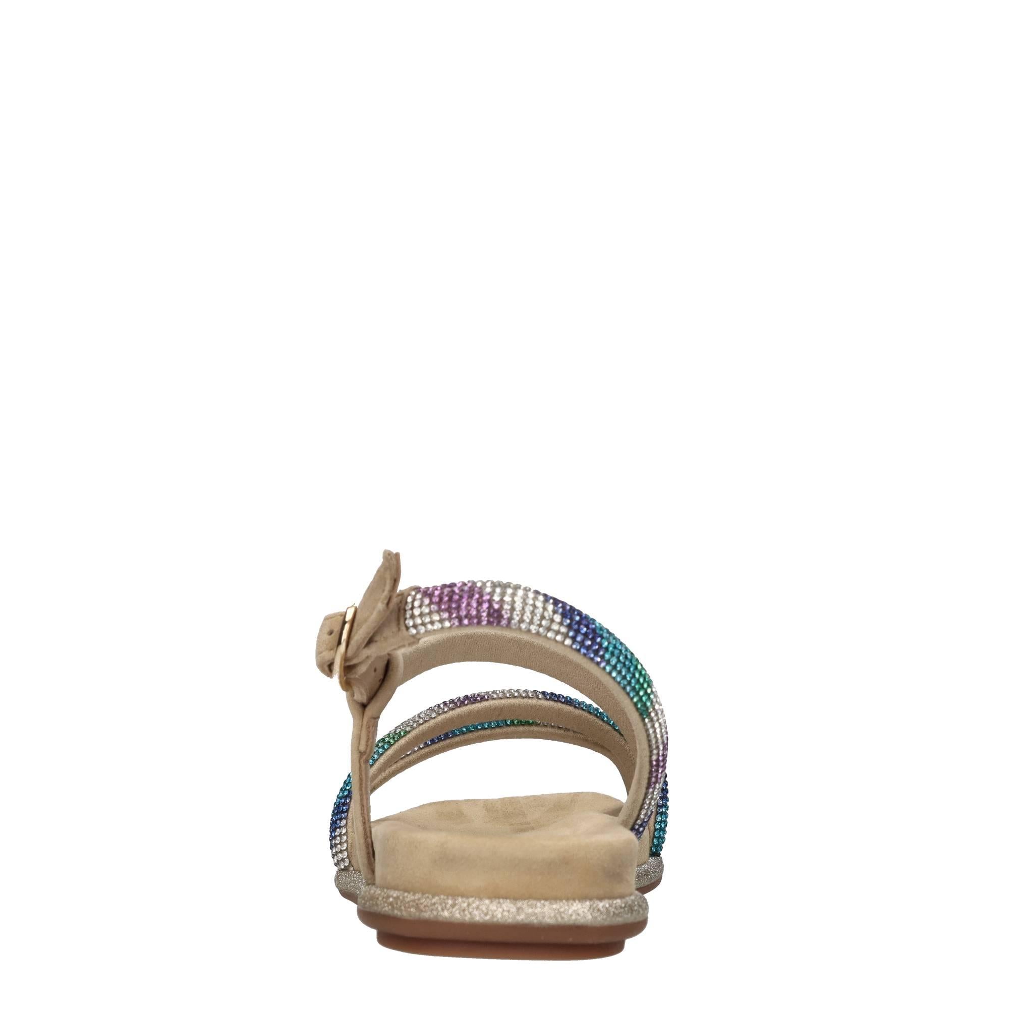 Sandali flat in camoscio e strass 