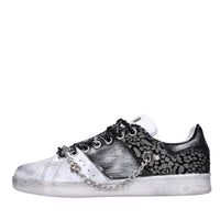 Sneakers in pelle e tessuto 