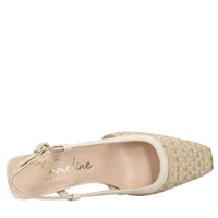 Décolleté slingback in rafia e pelle 