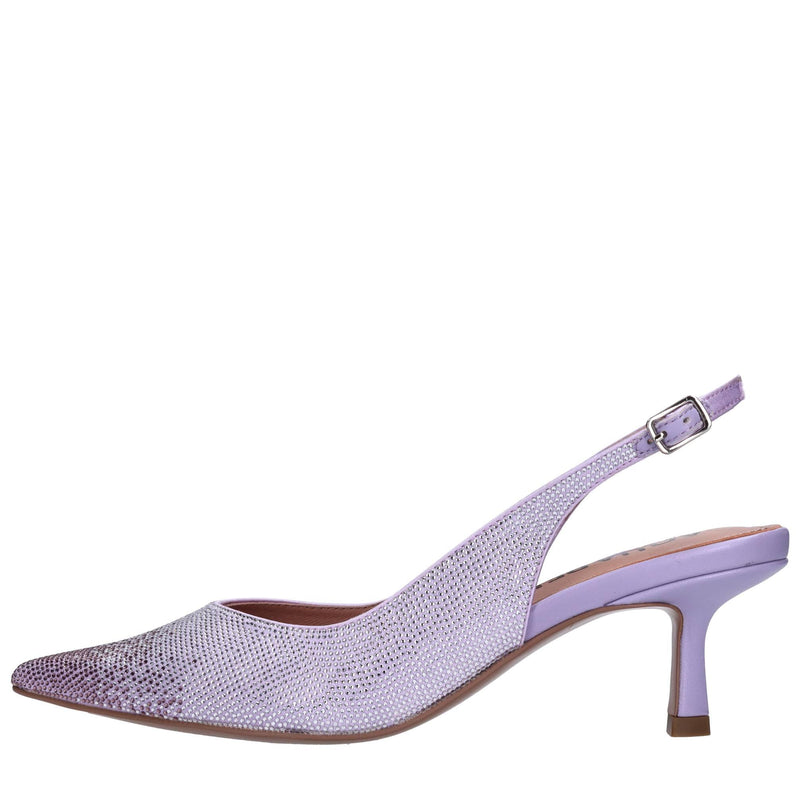Décolleté slingback in tessuto e brillantini 