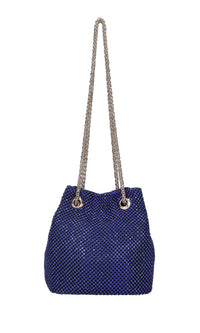 Mini secchiello in raso e maglia metallica in strass 