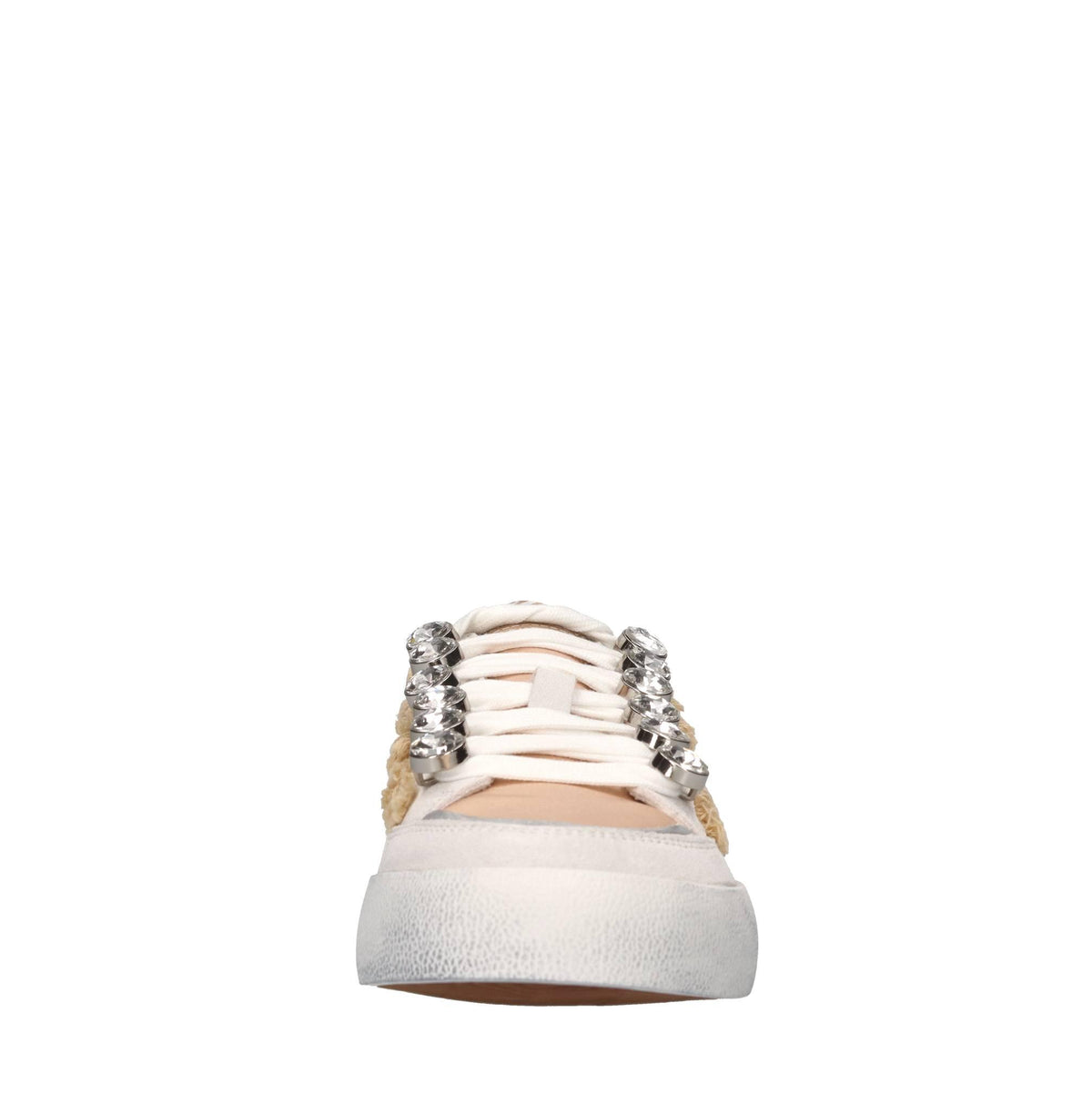 Sneakers in pelle, tessuto e strass 
