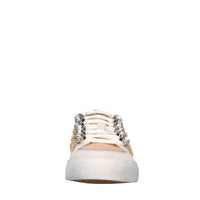 Sneakers in pelle, tessuto e strass 