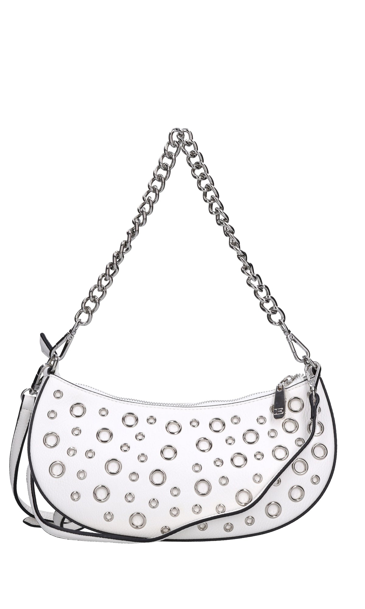 Borsa in ecopelle con occhielli argento 