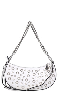 Borsa in ecopelle con occhielli argento 
