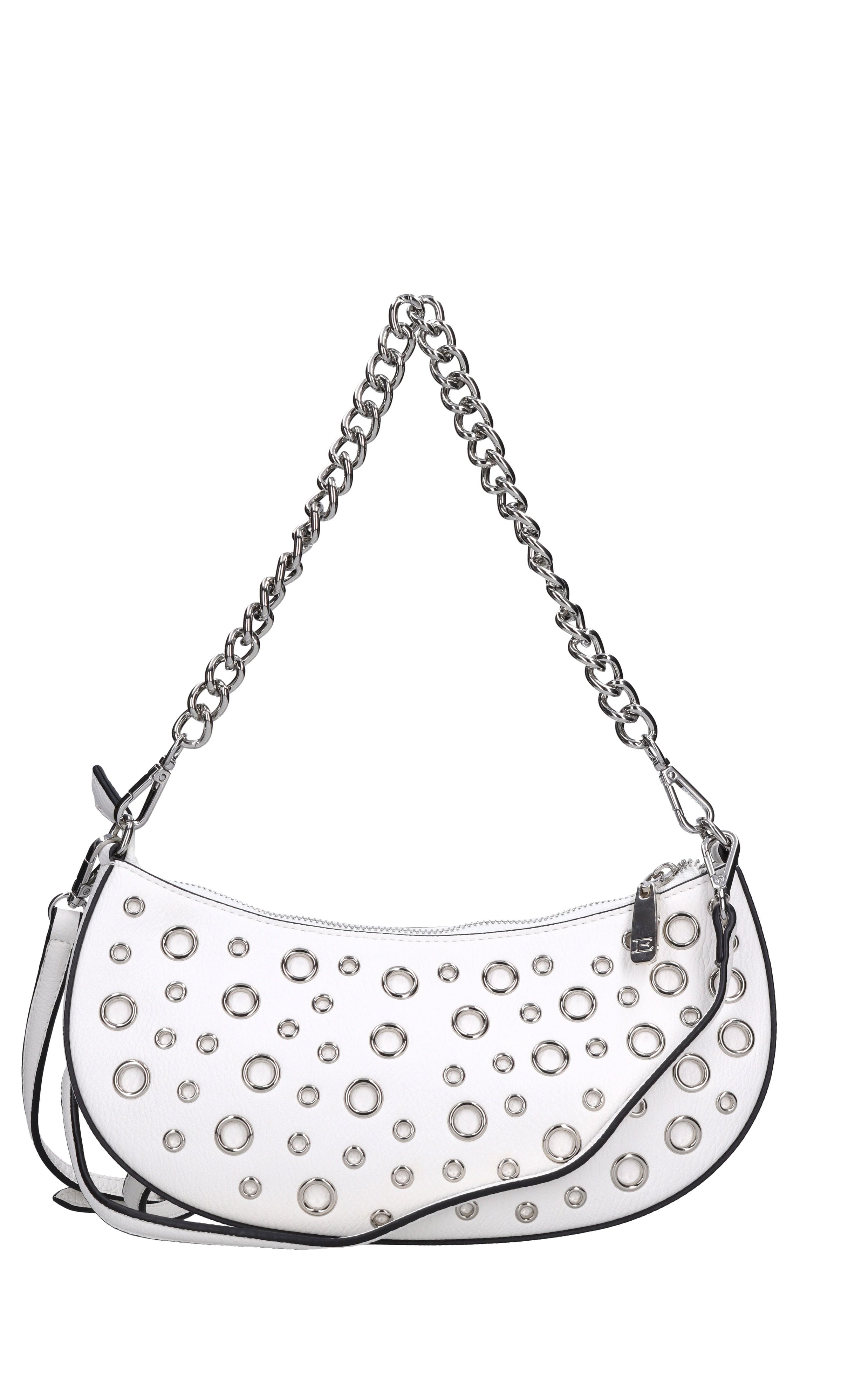 Borsa in ecopelle con occhielli argento 