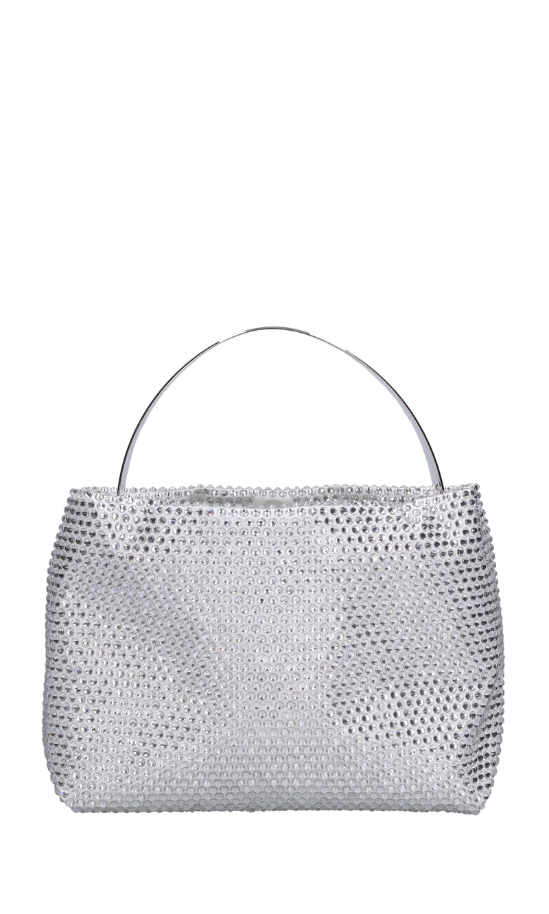 Borsa lyr satin in tessuto e strass 
