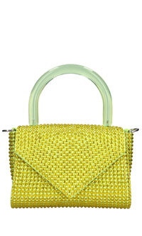 Borsa mini Cookie in raso e strass 