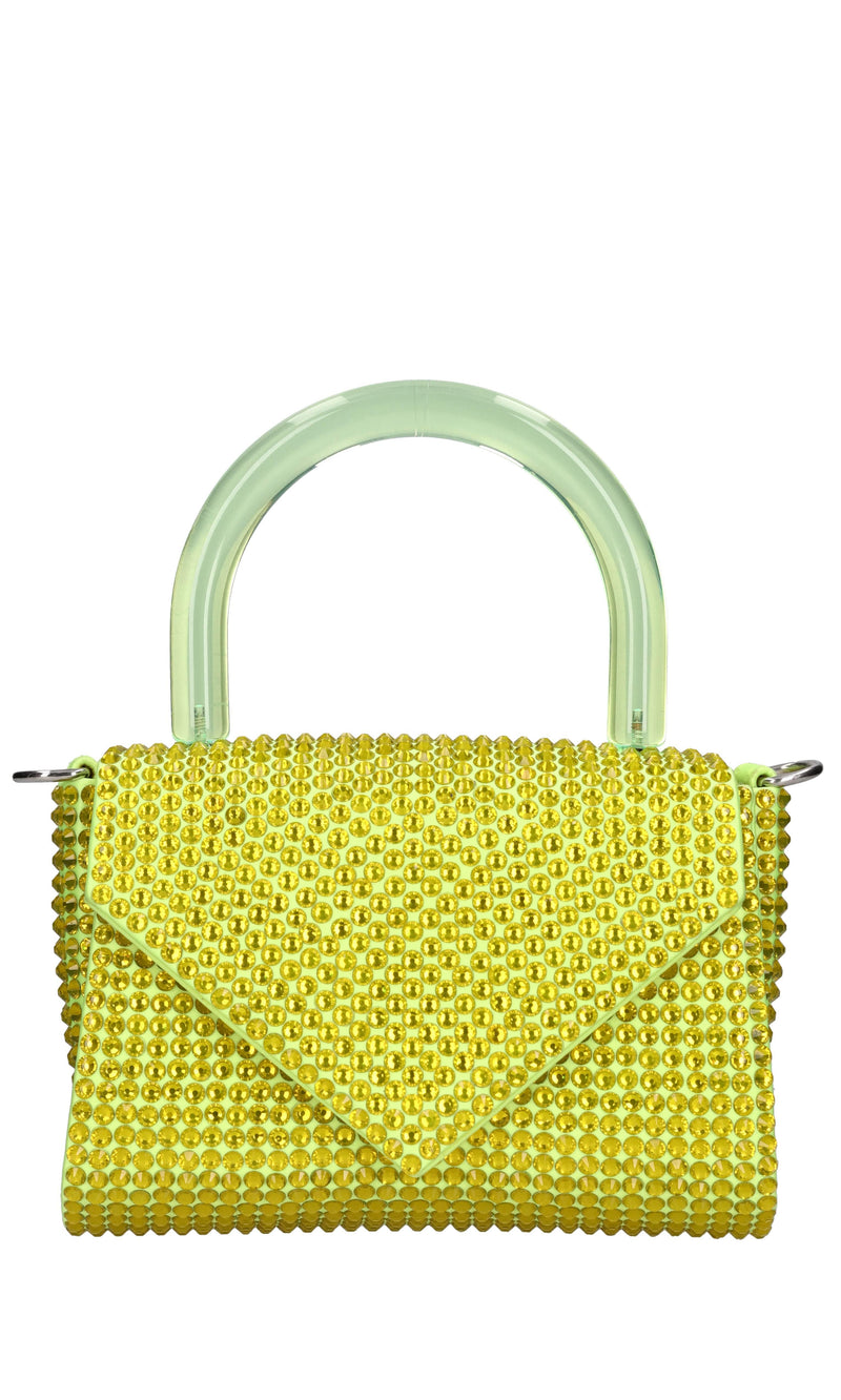 Borsa mini Cookie in raso e strass 