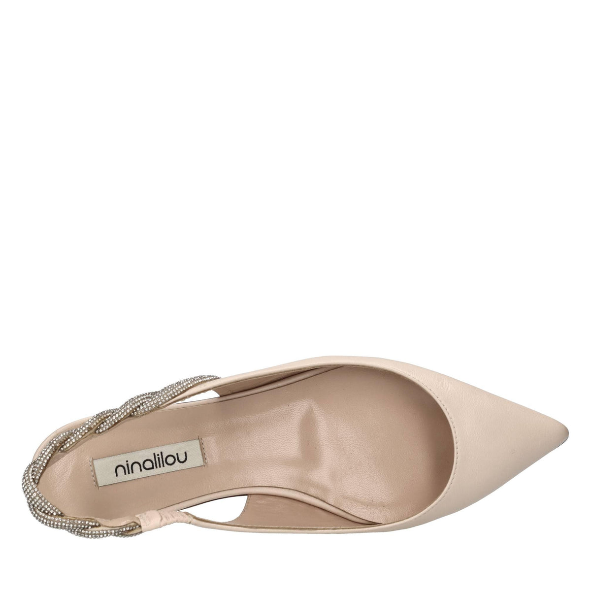 Ballerine slingback in pelle e microstrass 