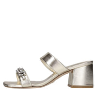 Mules in pelle e strass 