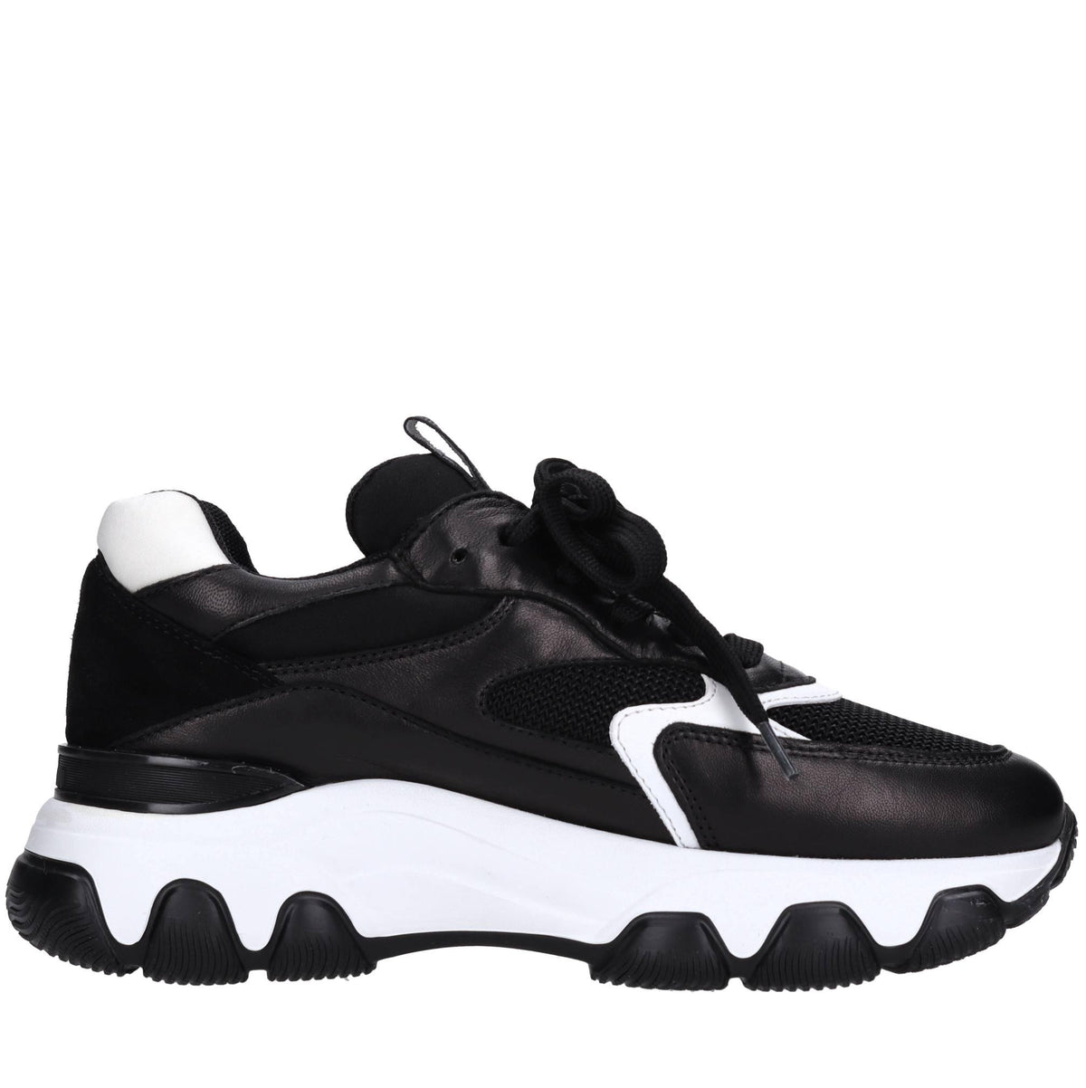 Sneakers in pelle e tessuto 