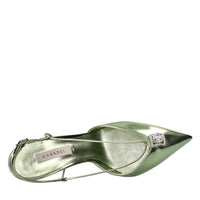 Décolleté slingback blade in pelle con applicazione gioiello 