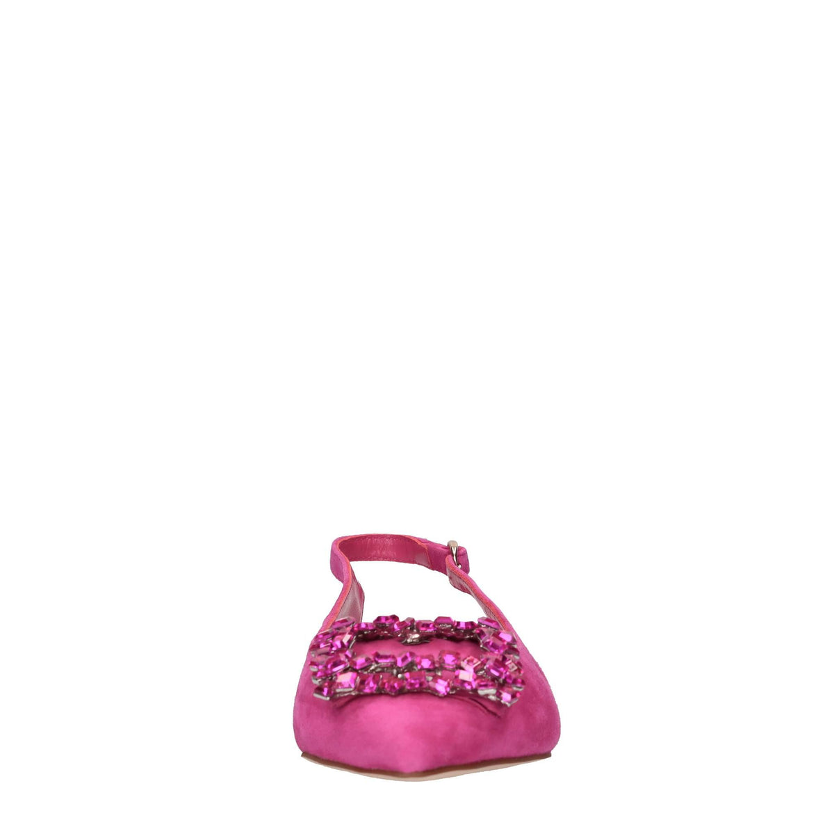 Ballerine slingback in camoscio con accessorio gioiello 