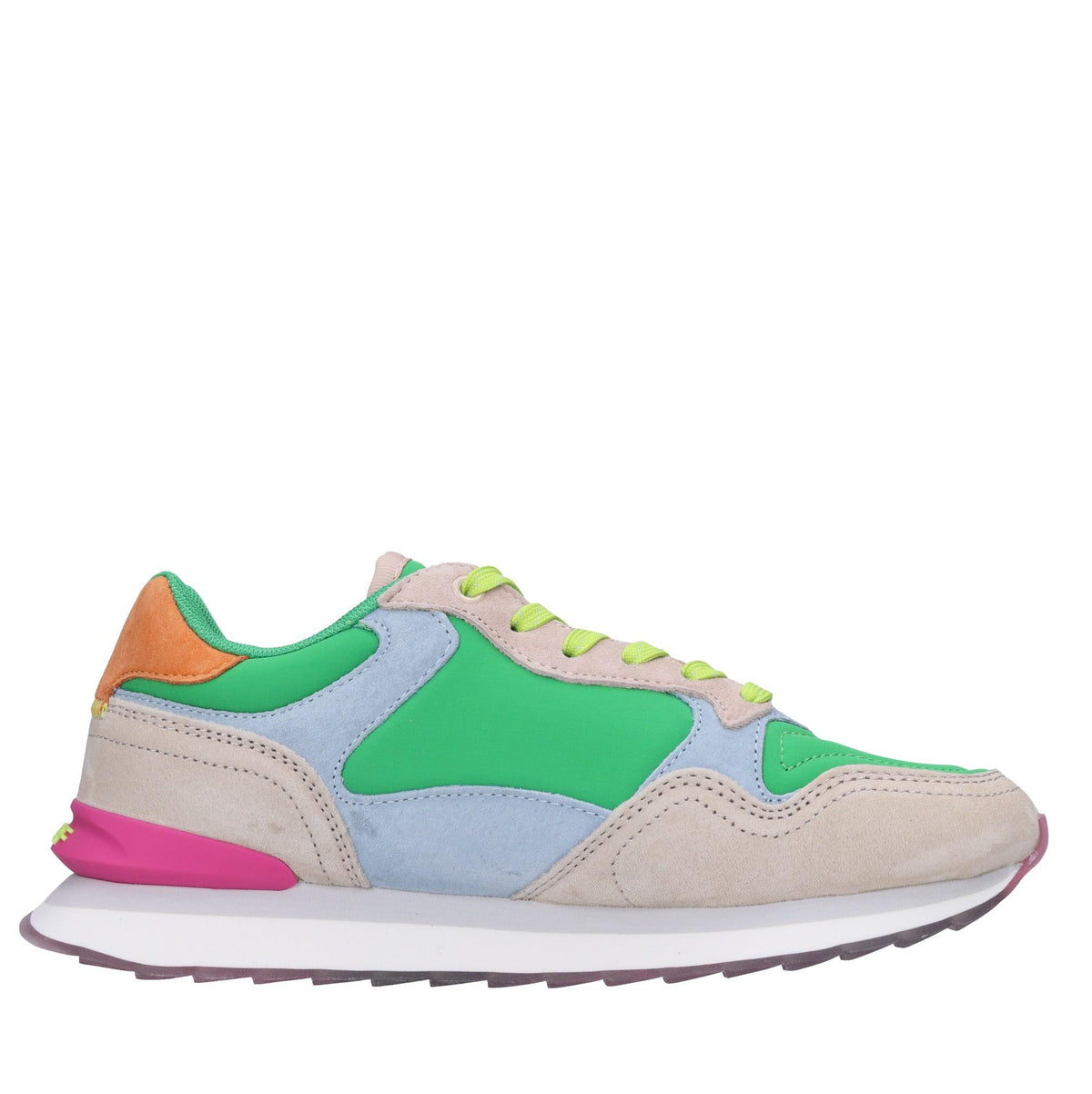 Sneakers in pelle e tessuto 