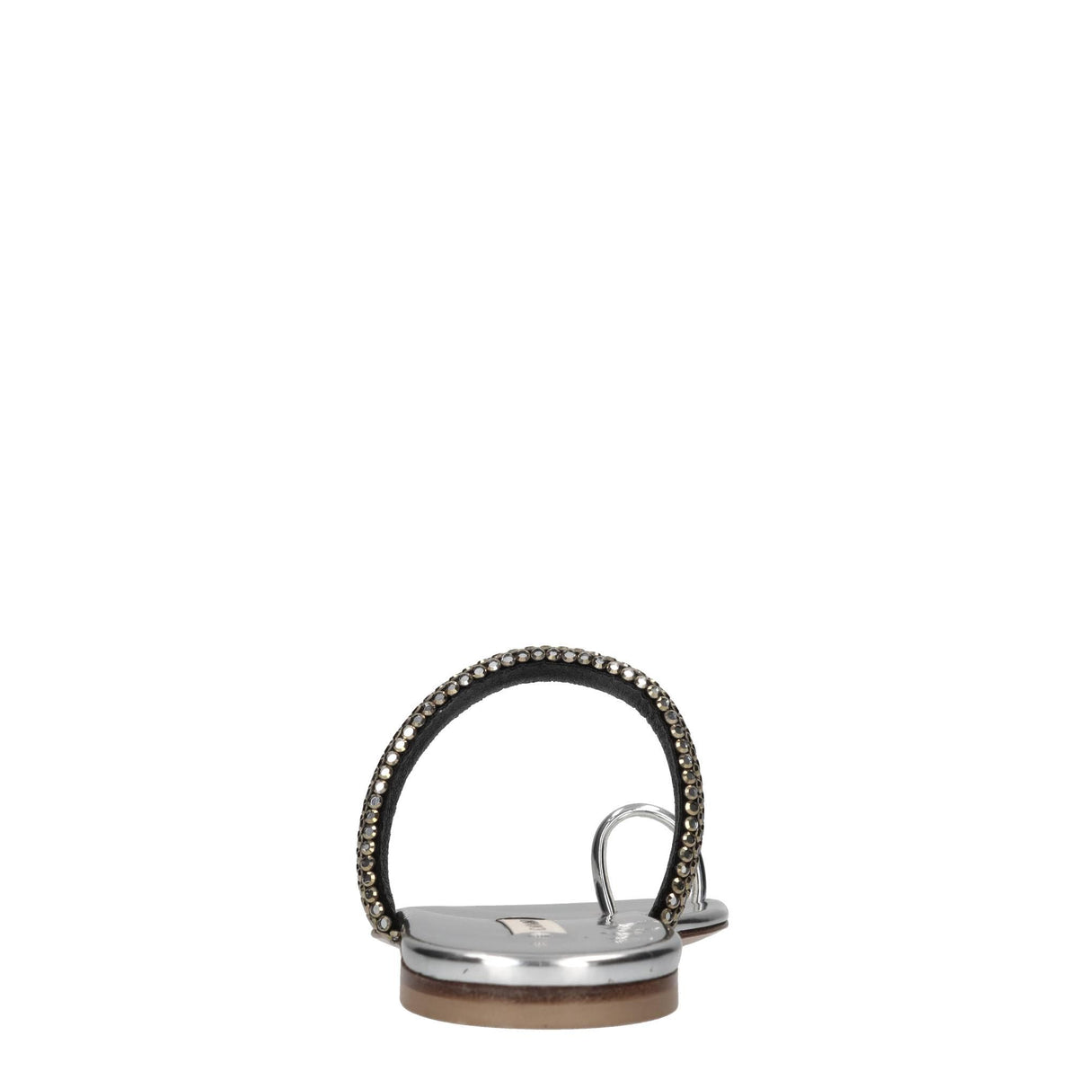 Sandali flat Olimpo in tessuto specchiato e strass 