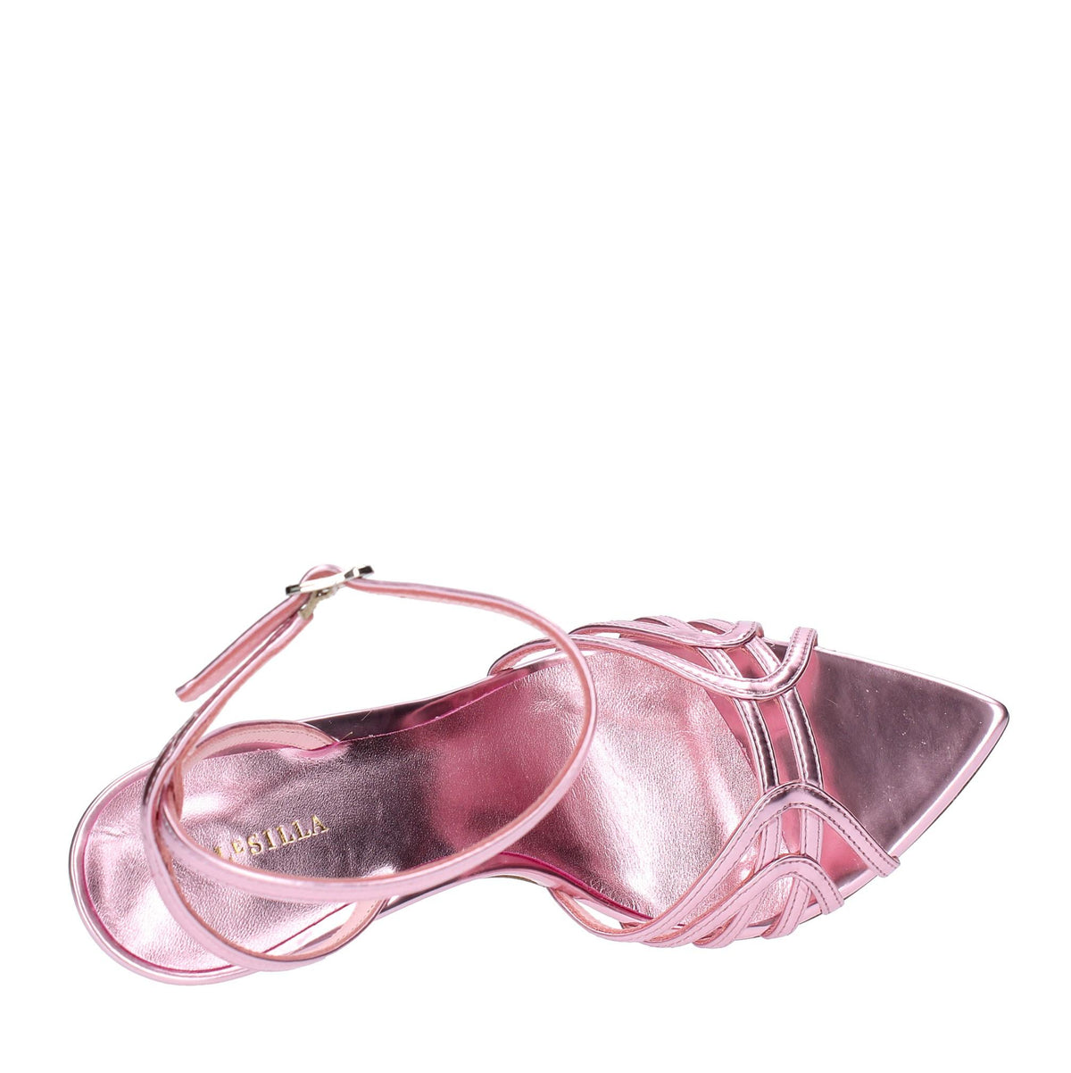 Sandali modello BELLA in pelle con effetto metallizzato 