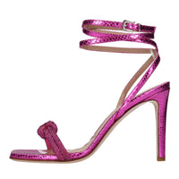 Sandali in pelle stampa pitone e strass 