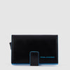 PIQUADRO Leather and metal credit card holder