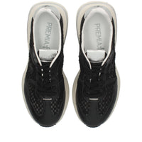 Sneakers in pelle scamosciata, tessuto e inserti in pelle 
