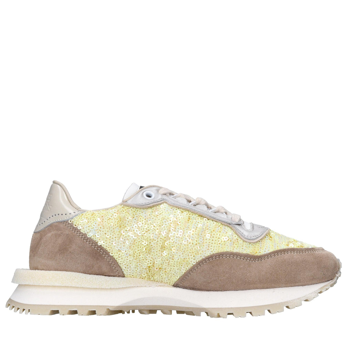 Sneakers in pelle e tessuto 