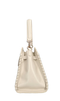 Borsa monogram in pelle e tessuto 