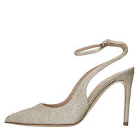 Décolleté slingback in tessuto microglitter 
