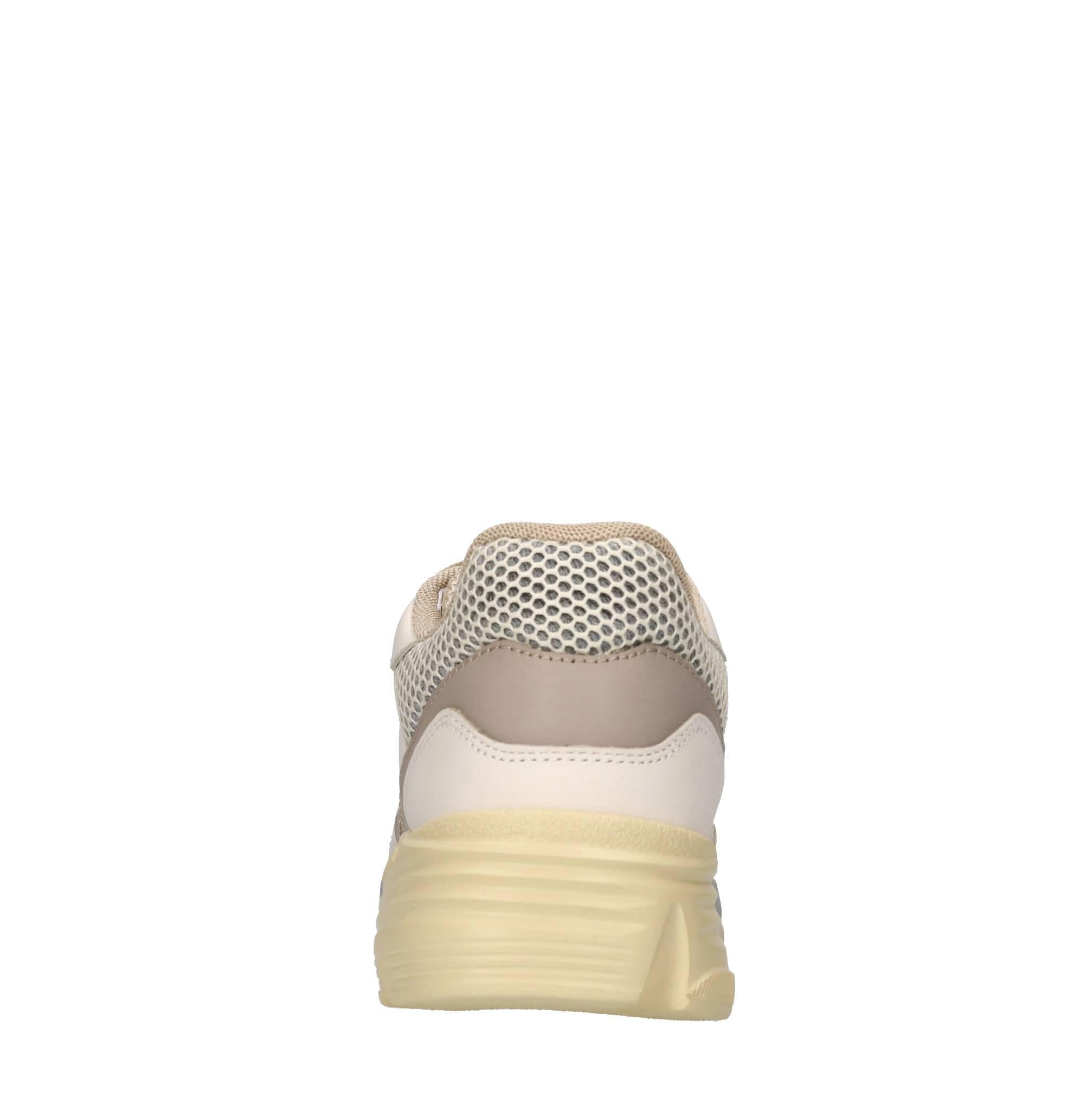 Sneakers in pelle e rete in tessuto 