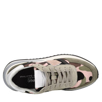 Sneakers in pelle e tessuto 