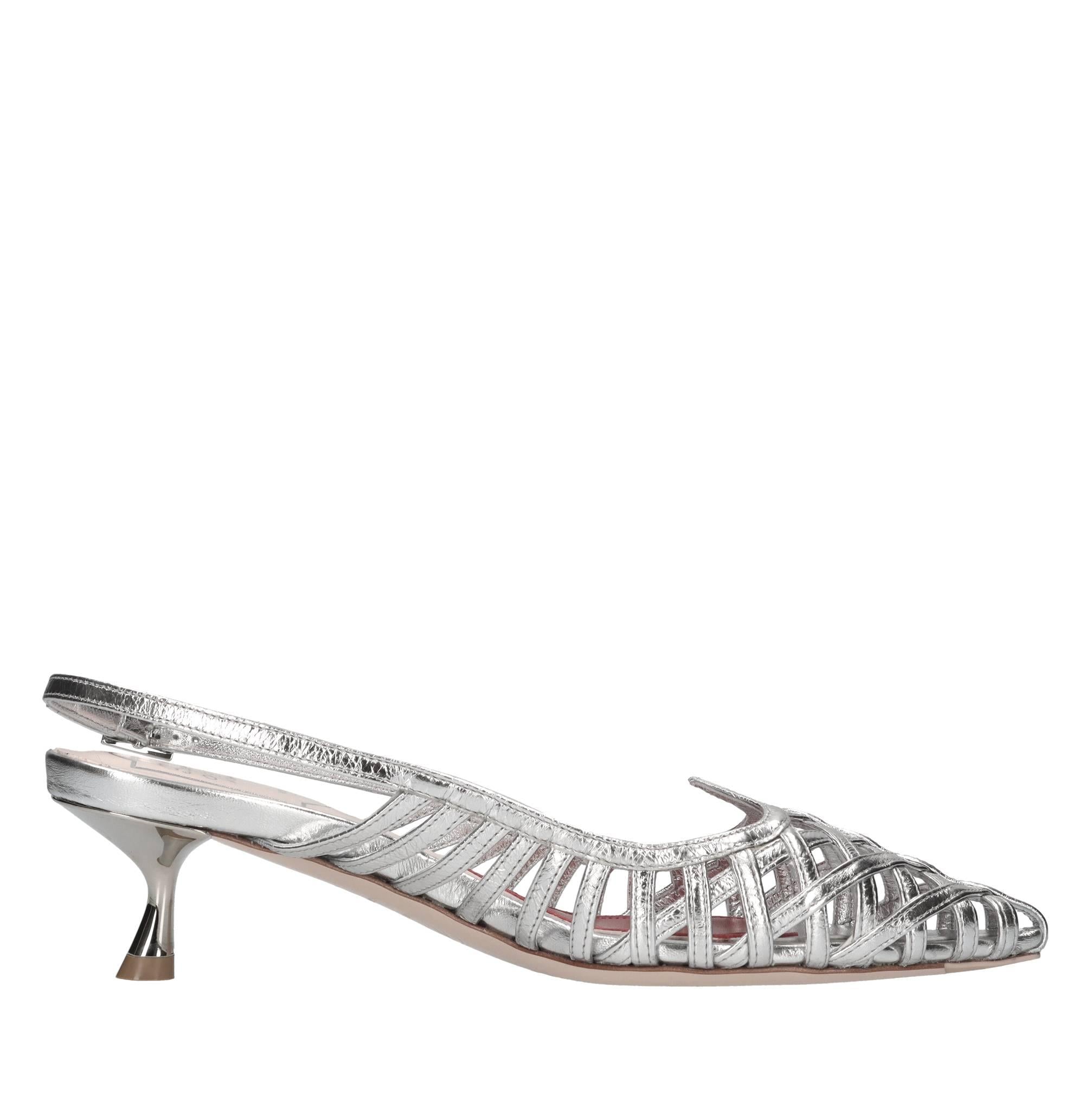 Décolleté slingback in pelle 