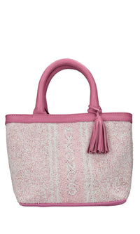 Borsa Mykonos in pelle e perline 