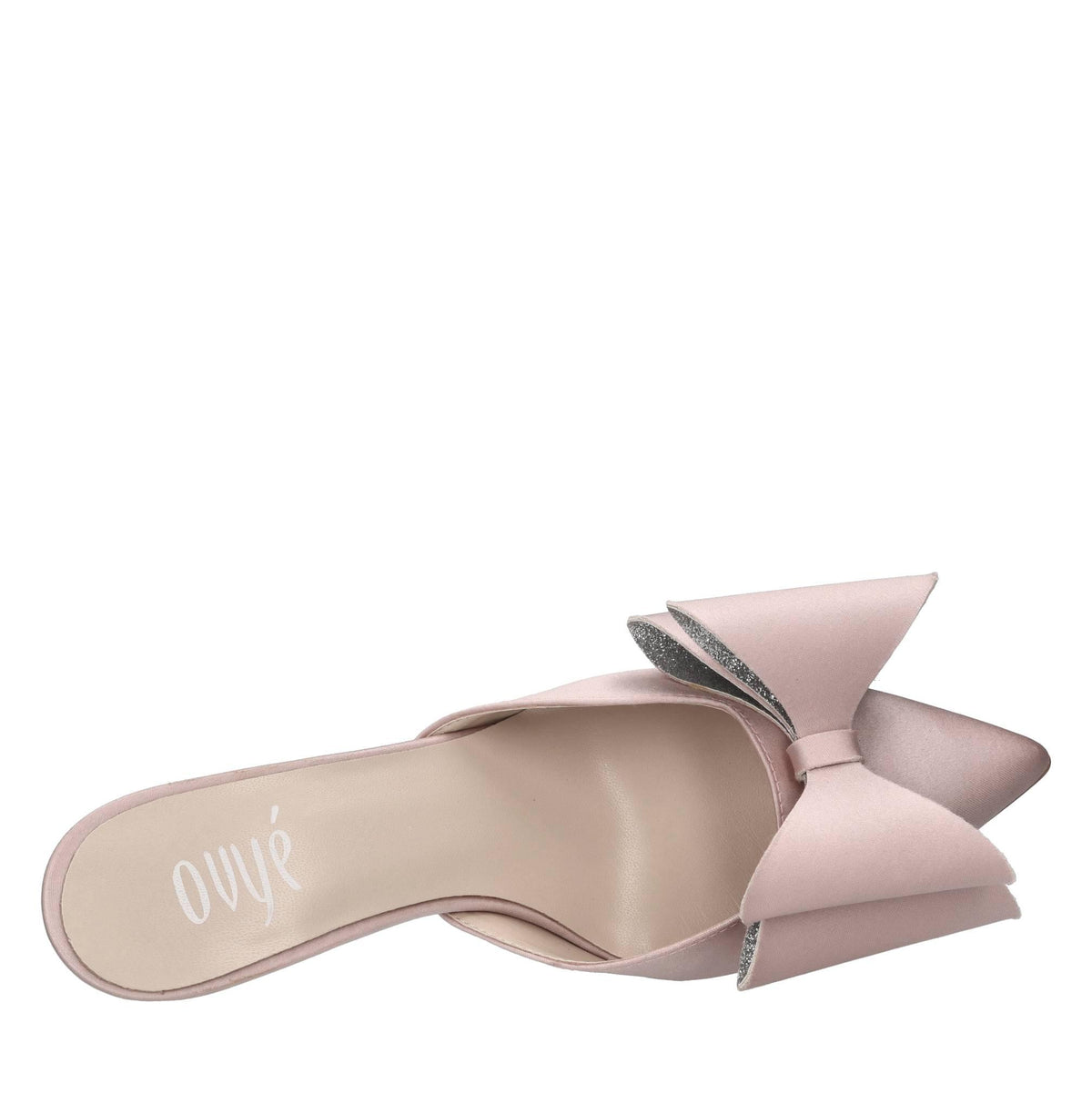 Mules in raso e glitter 