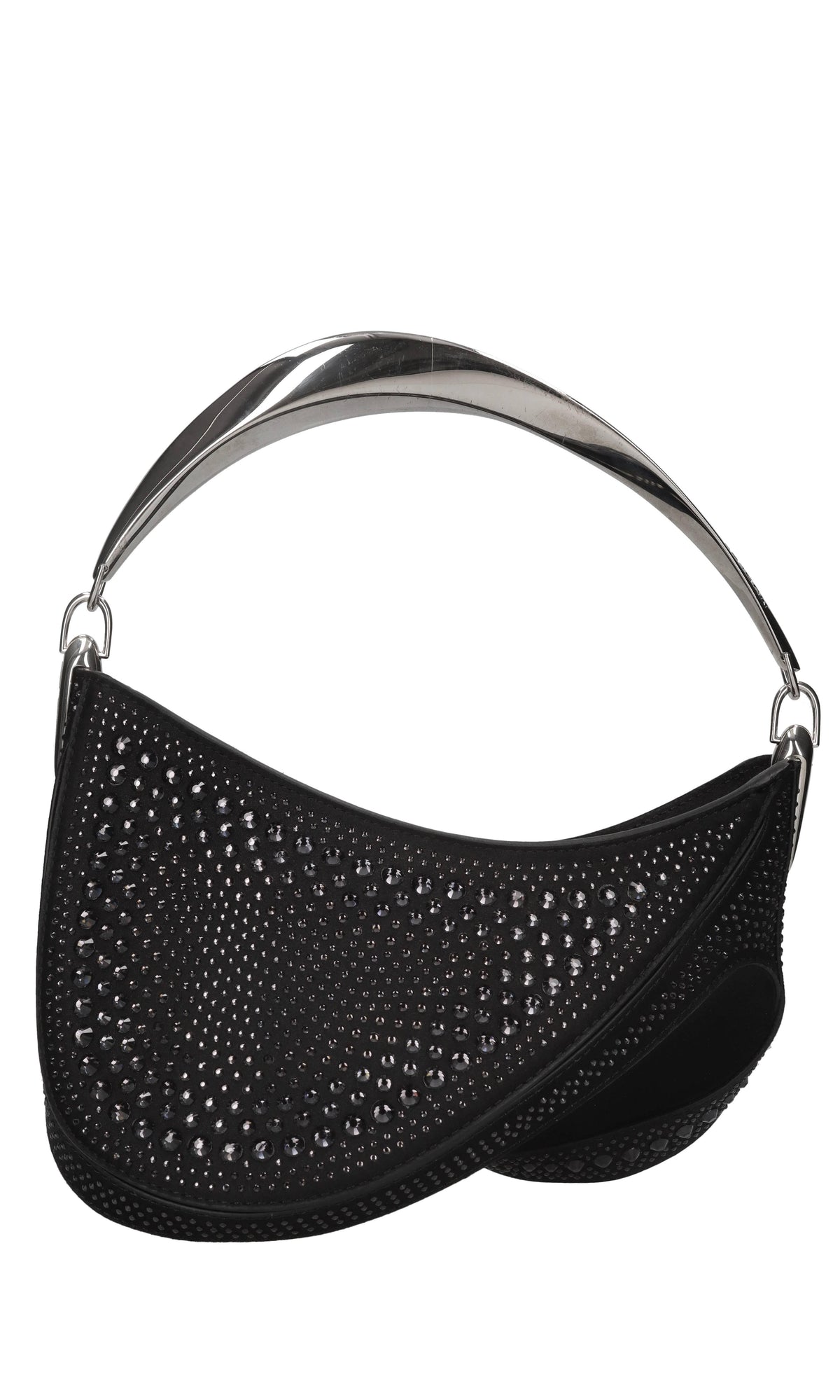 Borsa Spiral Curve in raso e cristalli 