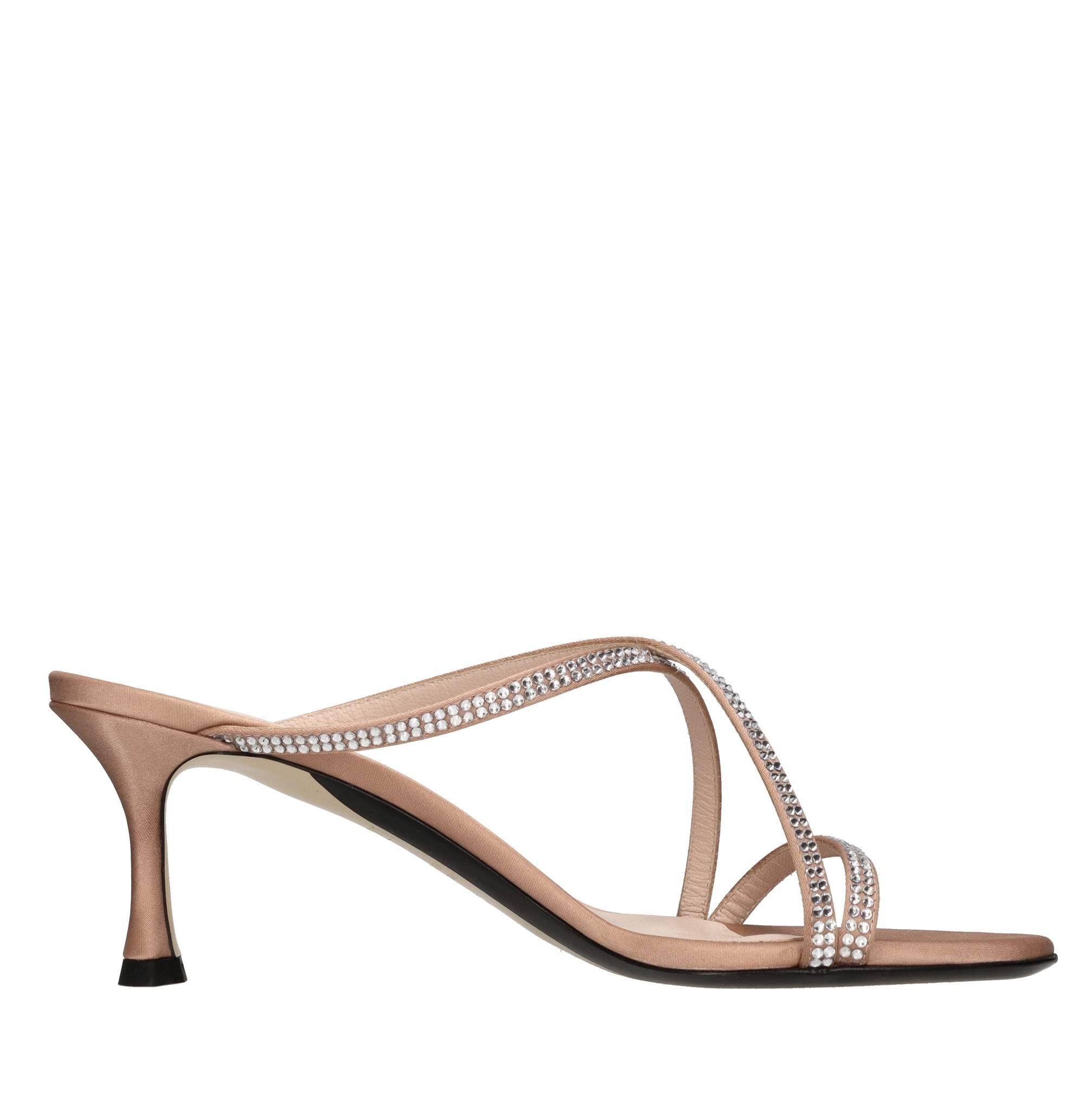 Mules in raso e pelle 