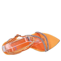 Sandali in tessuto con strass 