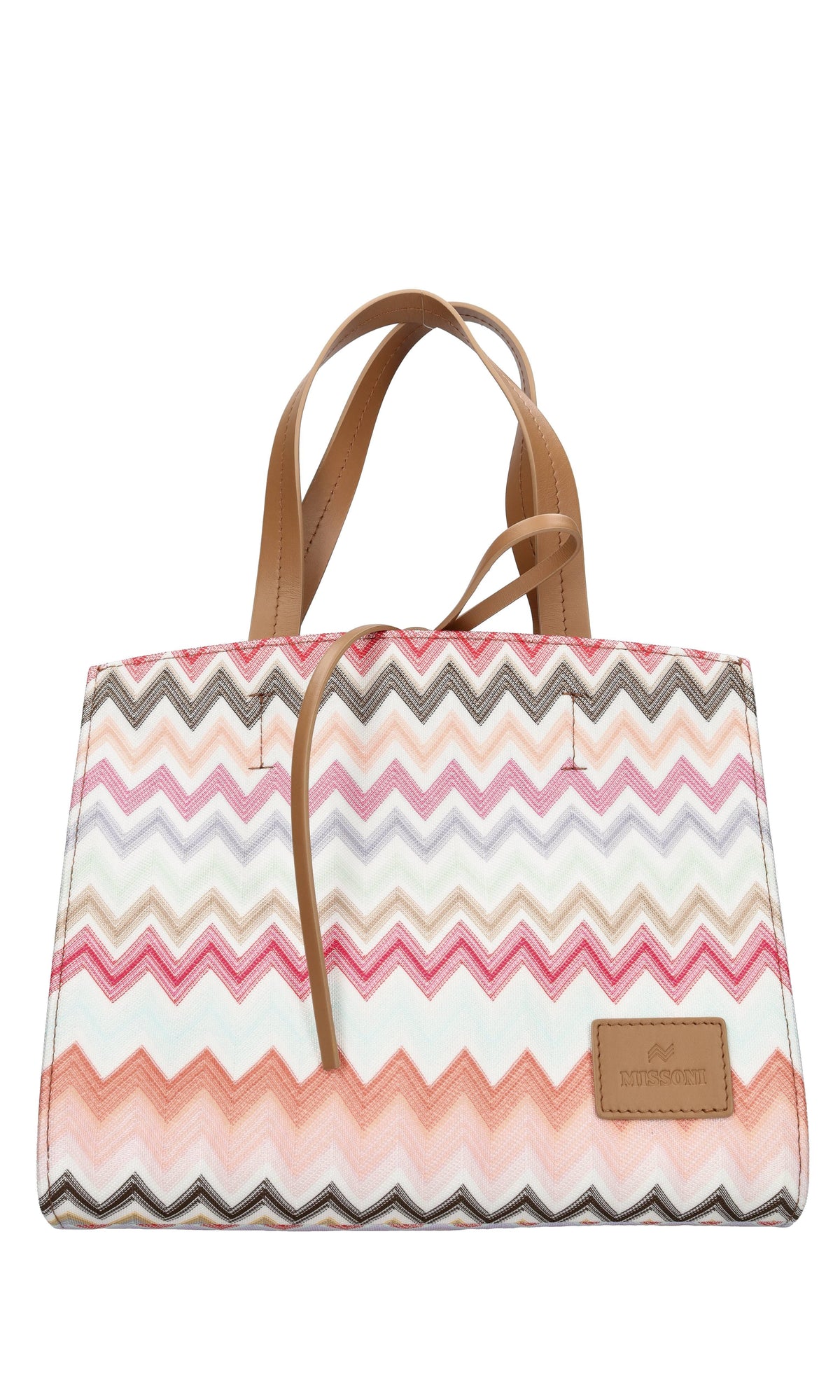 Borsa in tessuto zig zag e pelle 