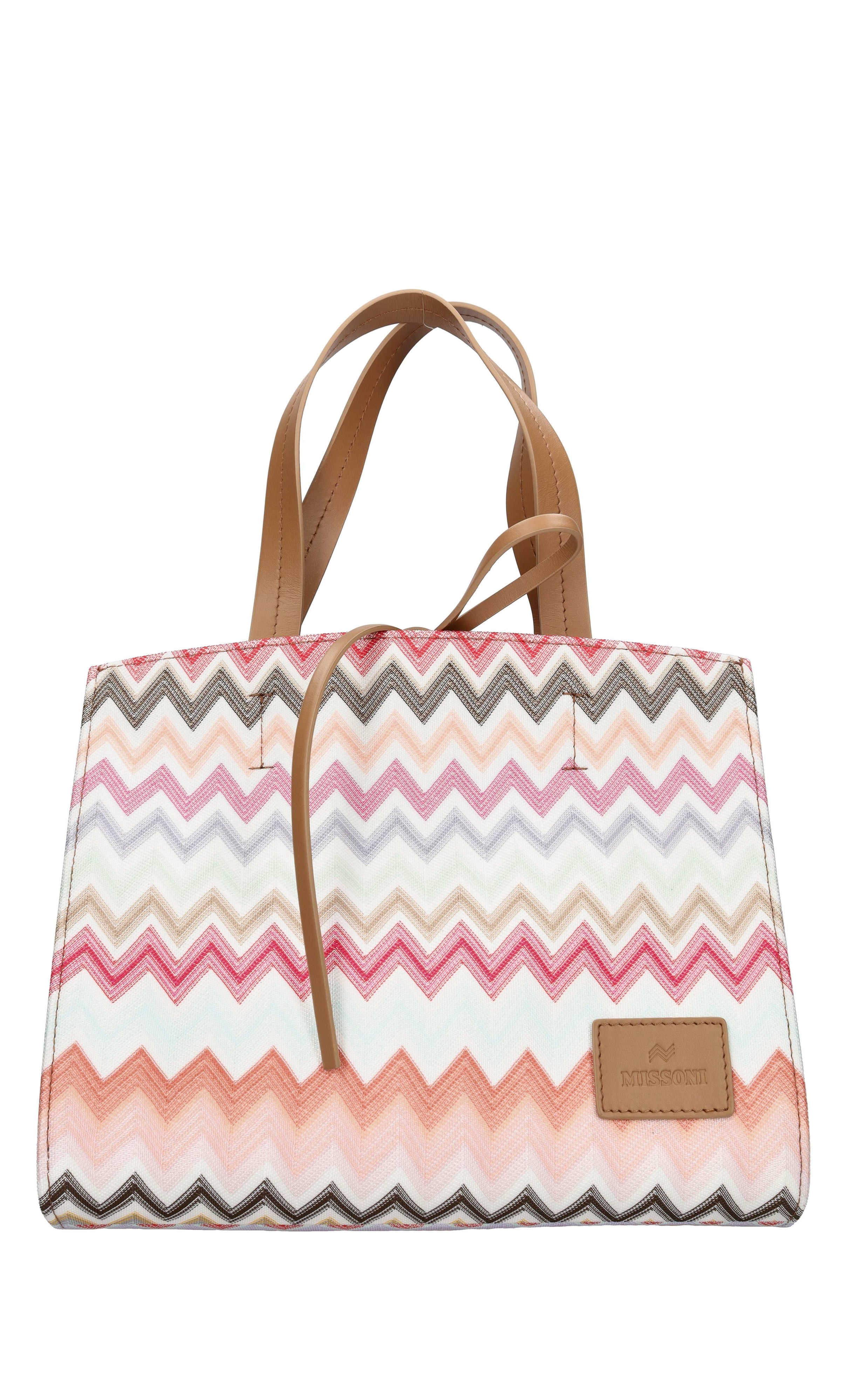 Borsa in tessuto zig zag e pelle 