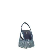 Décolleté Slingback modello GILDA in tessuto e rete argentata 