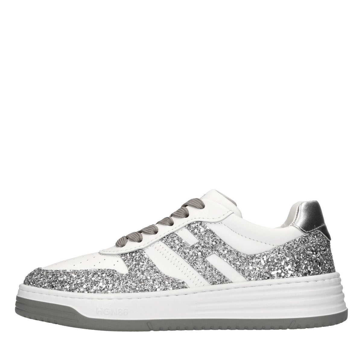 Sneakers in pelle e glitter 