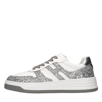 Sneakers in pelle e glitter 