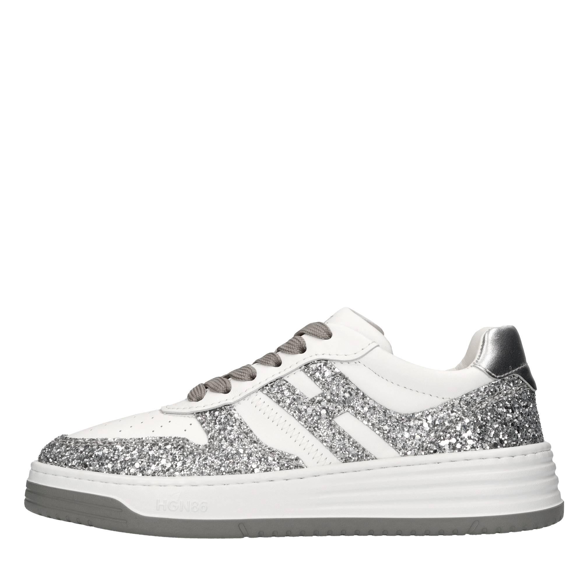 Sneakers in pelle e glitter 