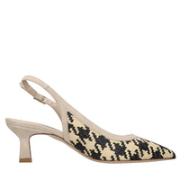 Décolleté slingback in pelle e rafia 